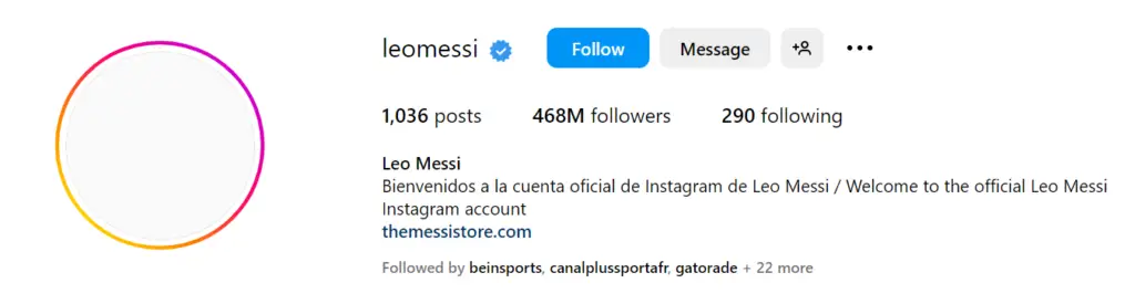 Messi est suivi par pas moins de 468 Millions de Followers