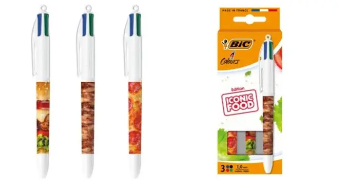 Coffret édition limitée BIC Iconic Food contenant trois stylos street-food