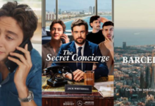 Jack Whitehall entre les logos Marriott Bonvoy et Mercedes F1, symbole de la série The Secret Concierge