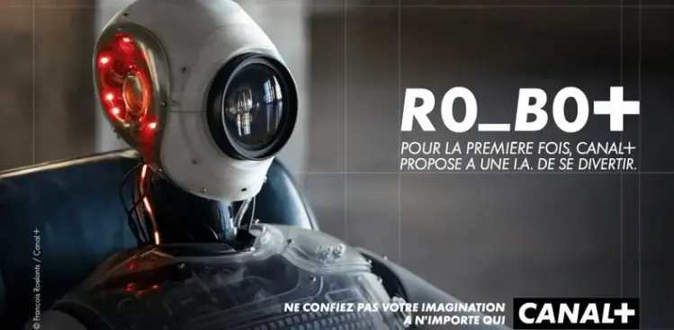 Visuel de la campagne R0_B0+ de CANAL+ mettant en scène la rencontre entre art et intelligence artificielle