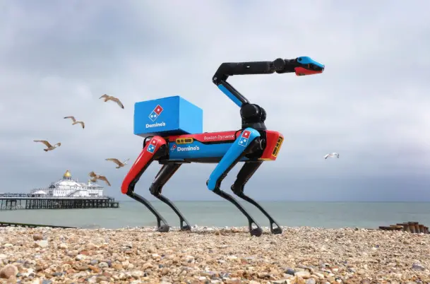 Robot quadrupède utilisé par Domino’s, inspiré de la technologie Boston Dynamics