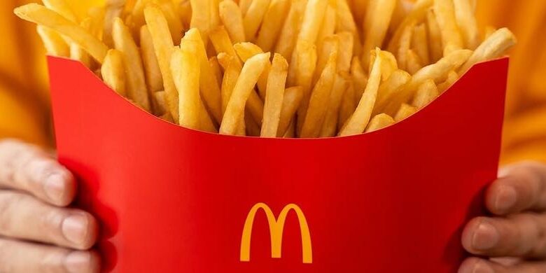 Affiche promotionnelle de McDonald’s Malaysia pour le Fan Fries Meal avec frites XXL et boisson