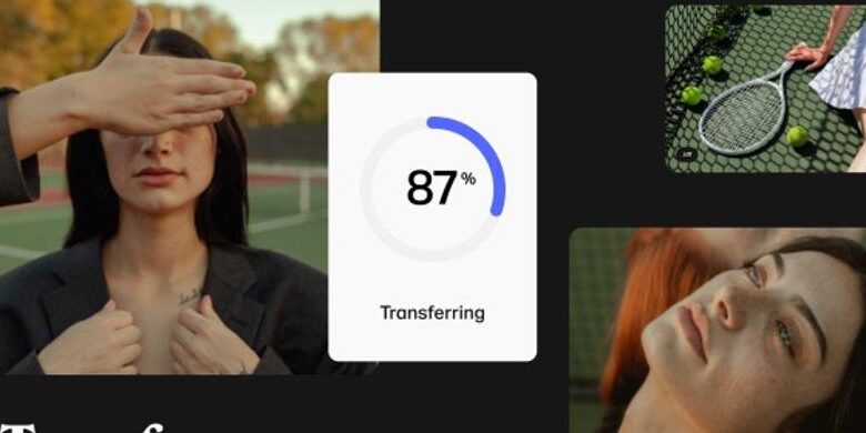 Interface de WeTransfer montrant l’envoi de fichiers en ligne