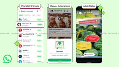 Nouvelle interface de l'onglet Mises à jour sur WhatsApp affichant une publicité native