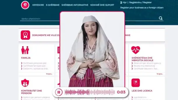 Interface de la plateforme e-Albania où Diella a débuté