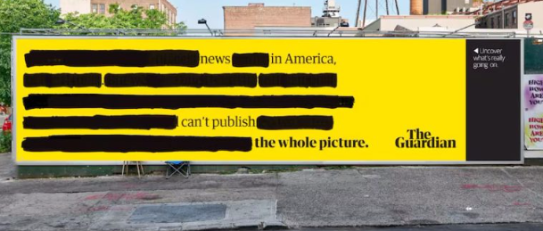 Panneau d’affichage censuré de la campagne « The Whole Picture » à Manhattan.