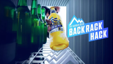 Réfrigérateur équipé du rack Harbin Beer « Back Rack Hack » en magasin chinois