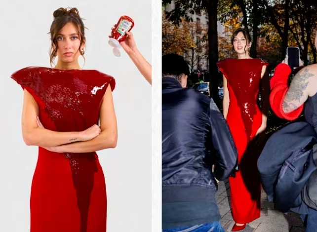 Robe Haute Couture Heinz inspirée du ketchup à la Fashion Week Paris 2025