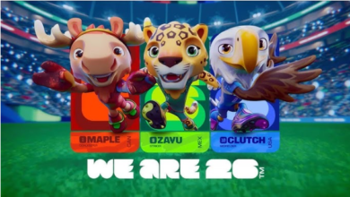 Mascottes officielles FIFA 2026 Maple Zayu Clutch réunies