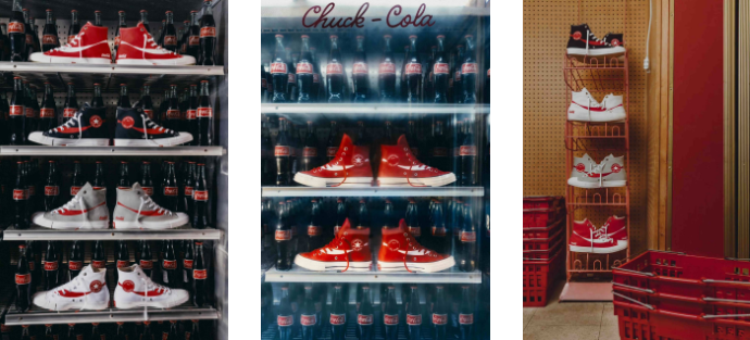 Collection lifestyle Converse x Coca-Cola incluant hoodie, t-shirt et accessoires