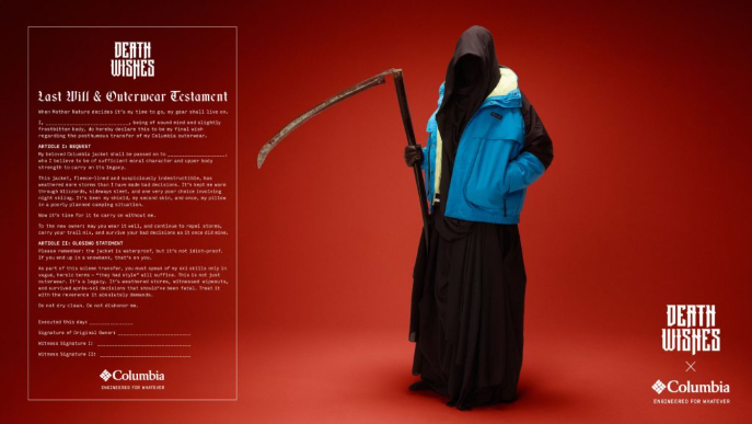 Campagne Halloween Columbia Death Wishes avec la Faucheuse sur TikTok