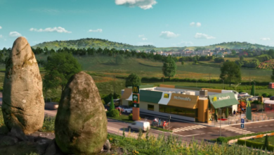 Affiche publicitaire McDonald’s x Astérix – Menhirs en discussion philosophique